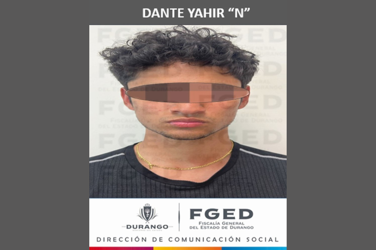 Ficha de detención de Dante Yahir 'N' difundida por la Fiscalía General del Estado de Durango. Foto: Facebook/Fiscalía de Durango
