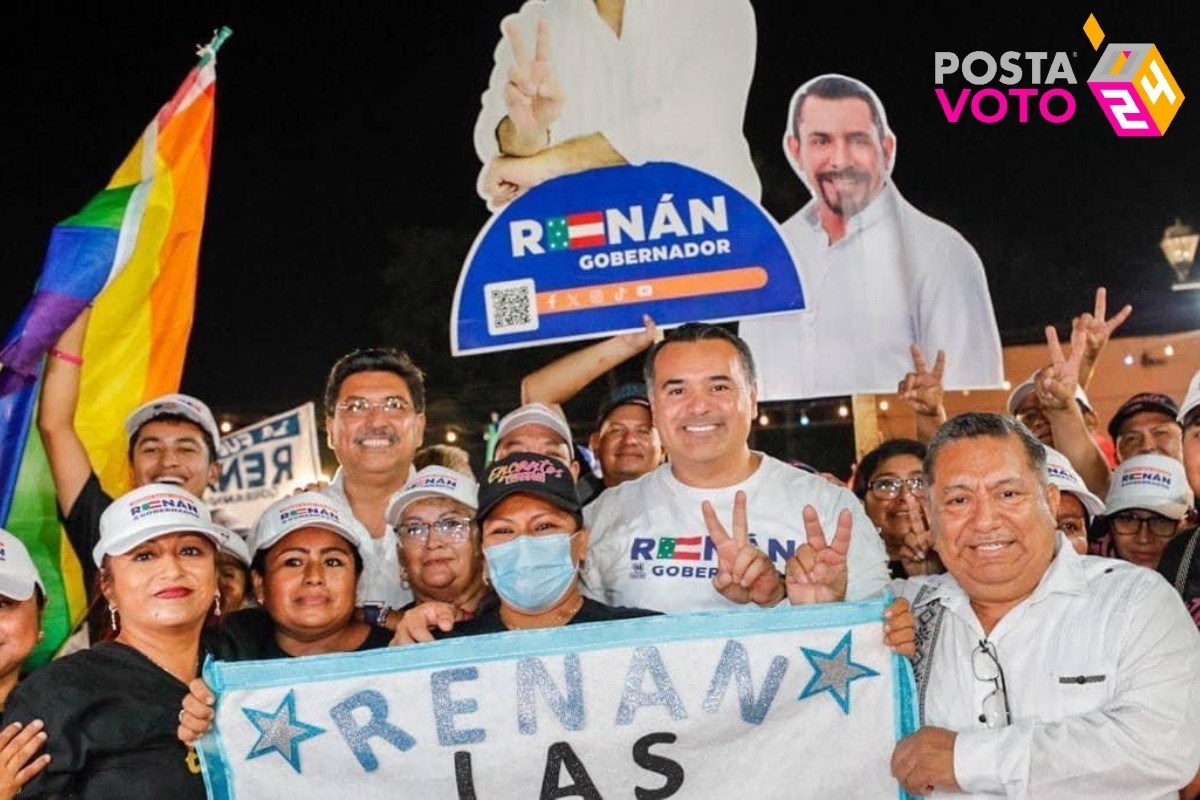 Renán Barrera con simpatizantes en Yucatán Foto: 'X'(Twitter) @RenanBarrera