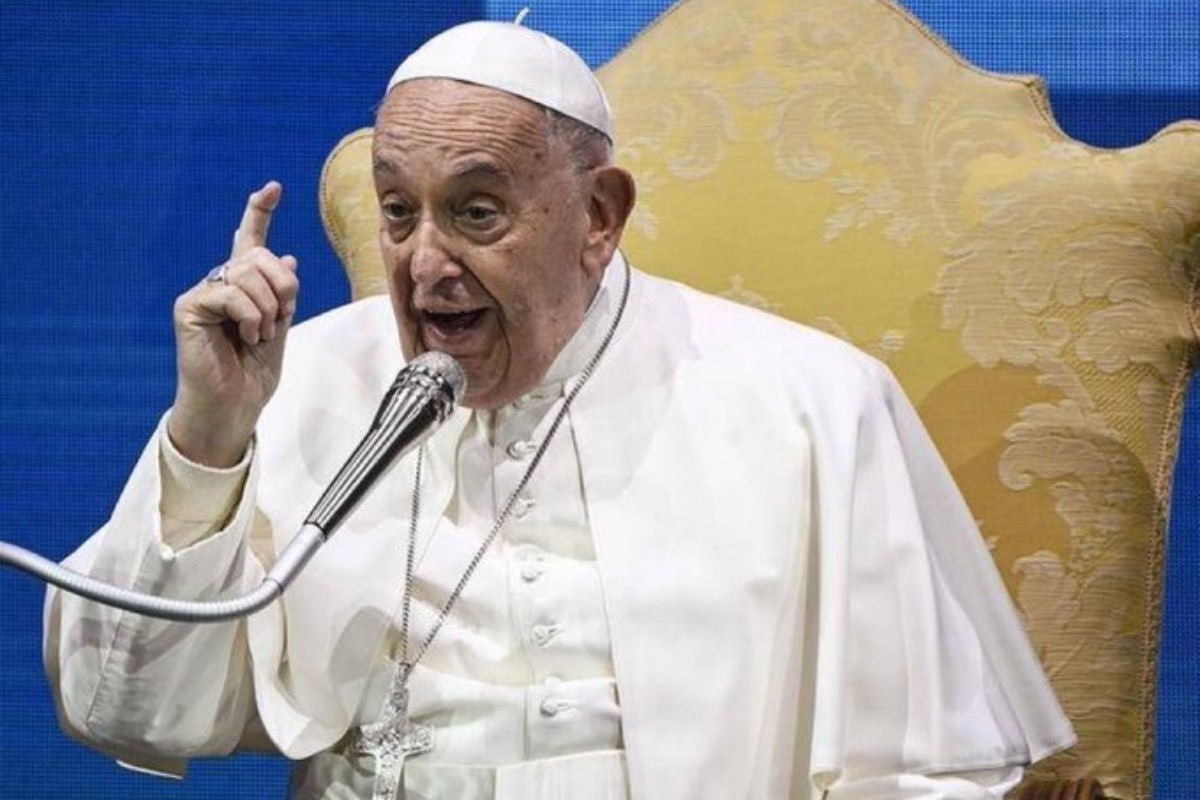 Papa Francisco durante discurso Foto: 'X'(Twitter) @UniCatolicos_es