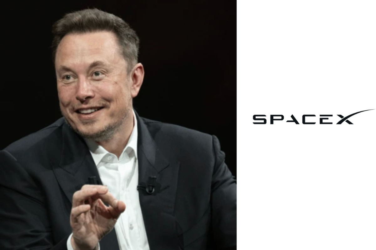 Retrato de Elon Musk y logo de SpaceX, empresa aeroespacial. Foto: Especial