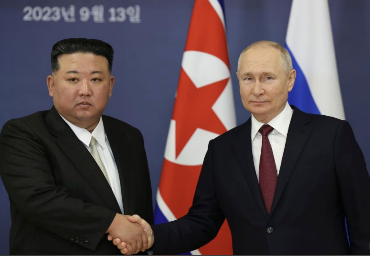 El líder norcoreano Kim Jong-un y  Vladimir Putin, presidente de RusiaFoto: EFE-EPA/VLADIMIR SMIRNOV/SPUTNIK