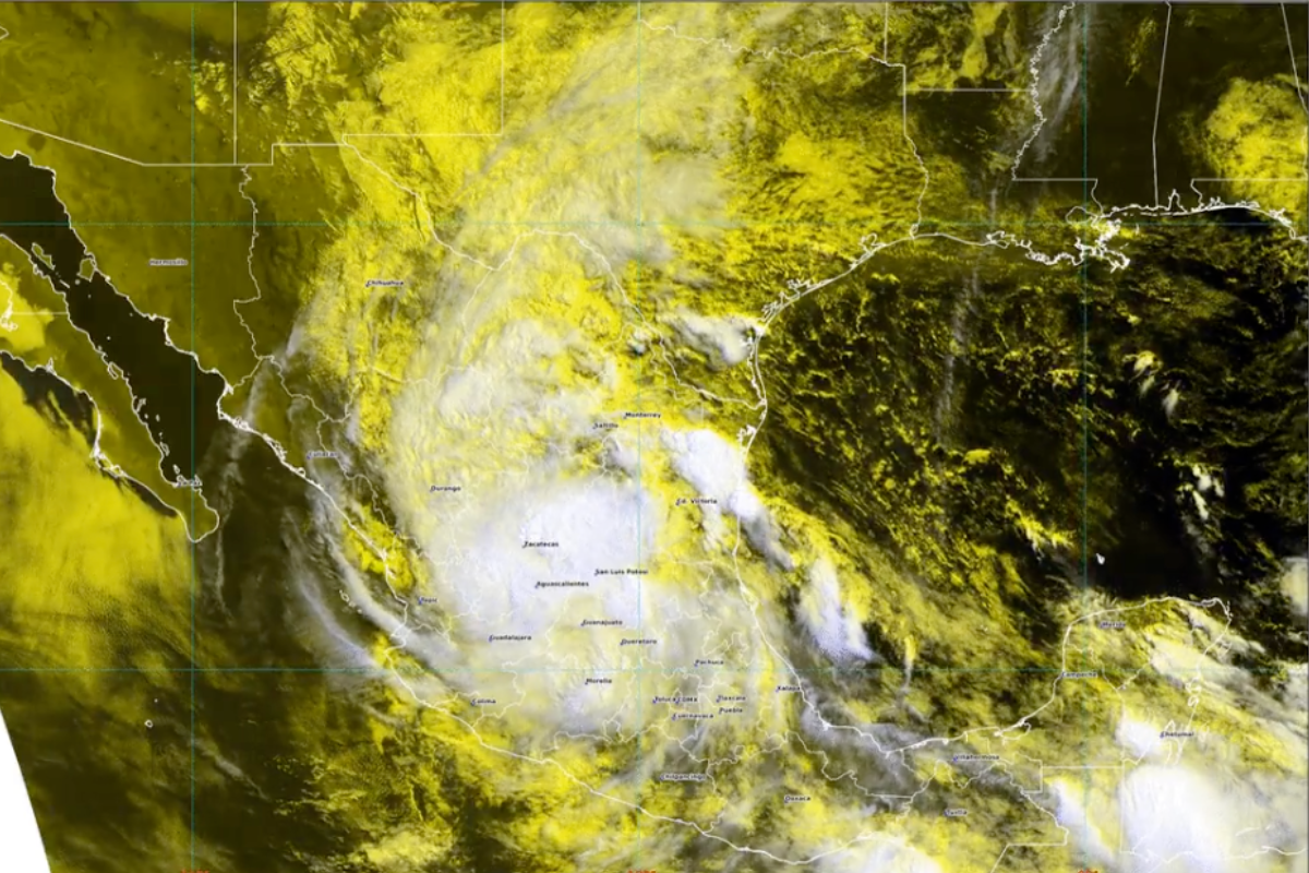 Perspectiva satelital del paso de 'Alberto' como depresión tropical. Captura de pantalla / X (@conagua_clima)