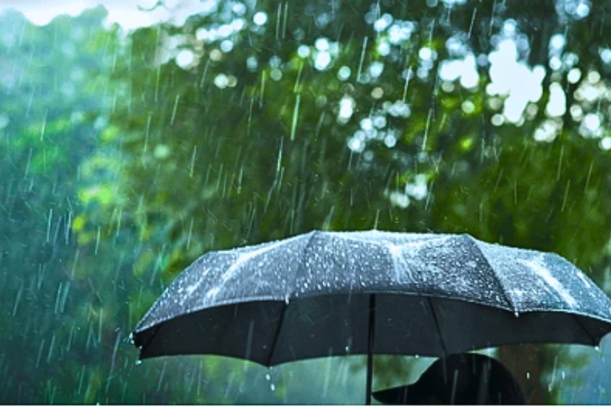 Lluvia muy fuerte cayendo sobre e paraguas de una persona. Foto: Especial