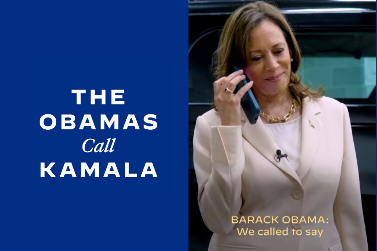 Fragmentos del video donde Kamala Harris habla por teléfono con Los Obama. Foto: Especial