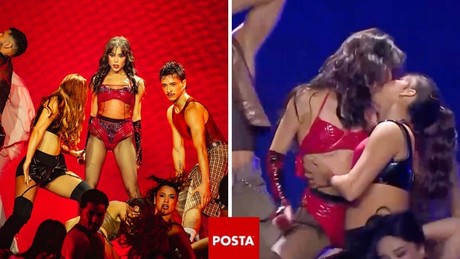 Danna Paola besa a bailarina en los Mtv Miaw y causa revuelo en redes | VIDEO