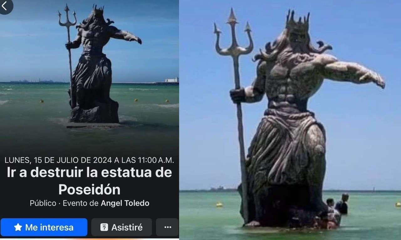 Ciudadanos culpan a la estatua de Poseidón por huracanes. Foto: Redes sociales