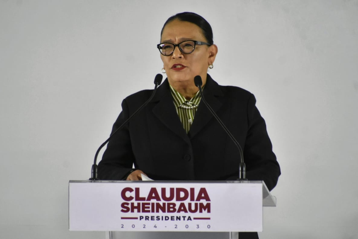 Rosa Icela Rodríguez en conferencia de prensa del 4 de julio de 2024, durante su presentación como próxima secretaria de Gobernación. Foto: Enrique Pérez Huerta