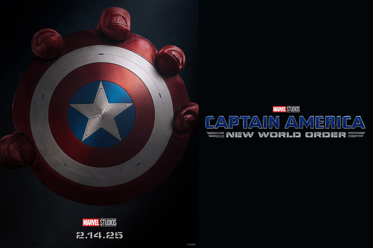 Primer poster oficial de Captain America: Brave New World y el logo anterior de la película, con el nombre 'New World Order'. Foto: Especial