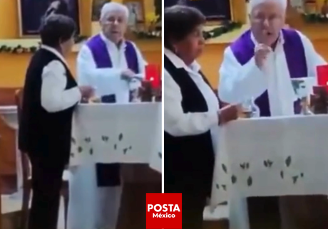 ¡Escándalo en plena misa! Sacerdote arremete contra madre por gritos de su bebé