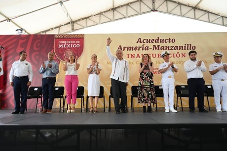 AMLO y Sheinbaum inauguran Acueducto Armería-Manzanillo durante gira por  Colima