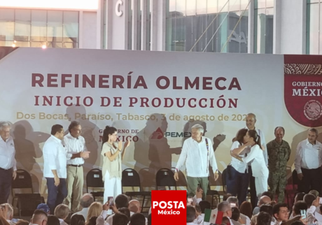 AMLO celebra el inicio pleno de la Refinería Olmeca en su último mandato