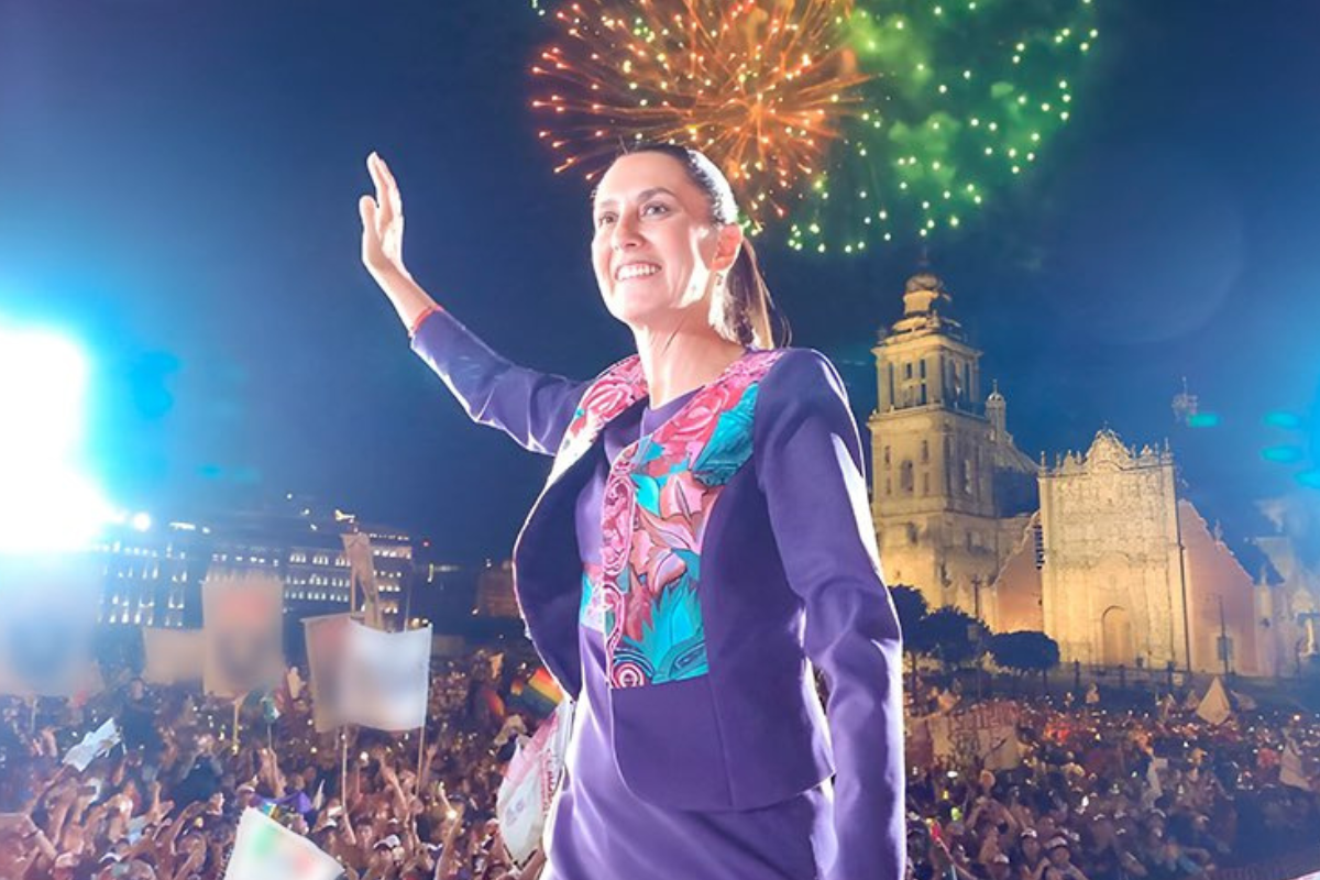 Claudia Sheinbaum en la plaza del Zócalo capitalino luego de las elecciones del 2 de junio. Foto: X / (@Claudiashein)