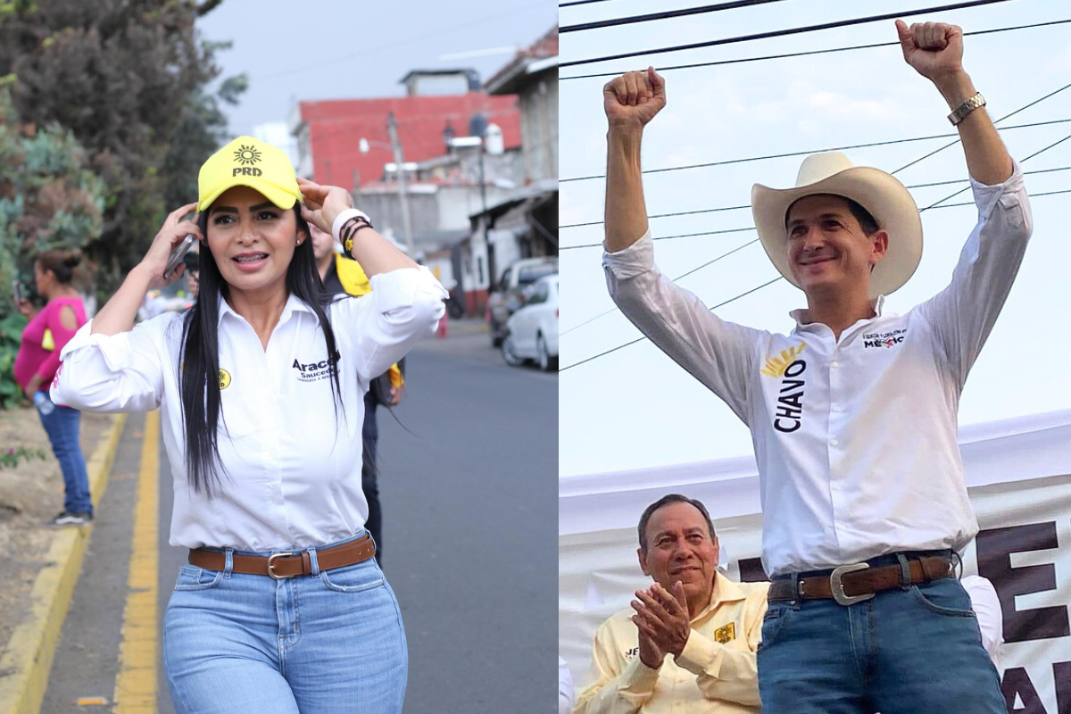 Araceli Saucedo y José Sabino Herrera durante campaña en las últimas elecciones. Foto: Especial