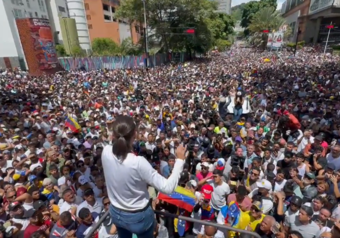 La manifestación internacional en defensa de González Urrutia es vista por María Corina Machado como una victoria clave en la lucha contra la reelección de Nicolás Maduro. Foto: Redes