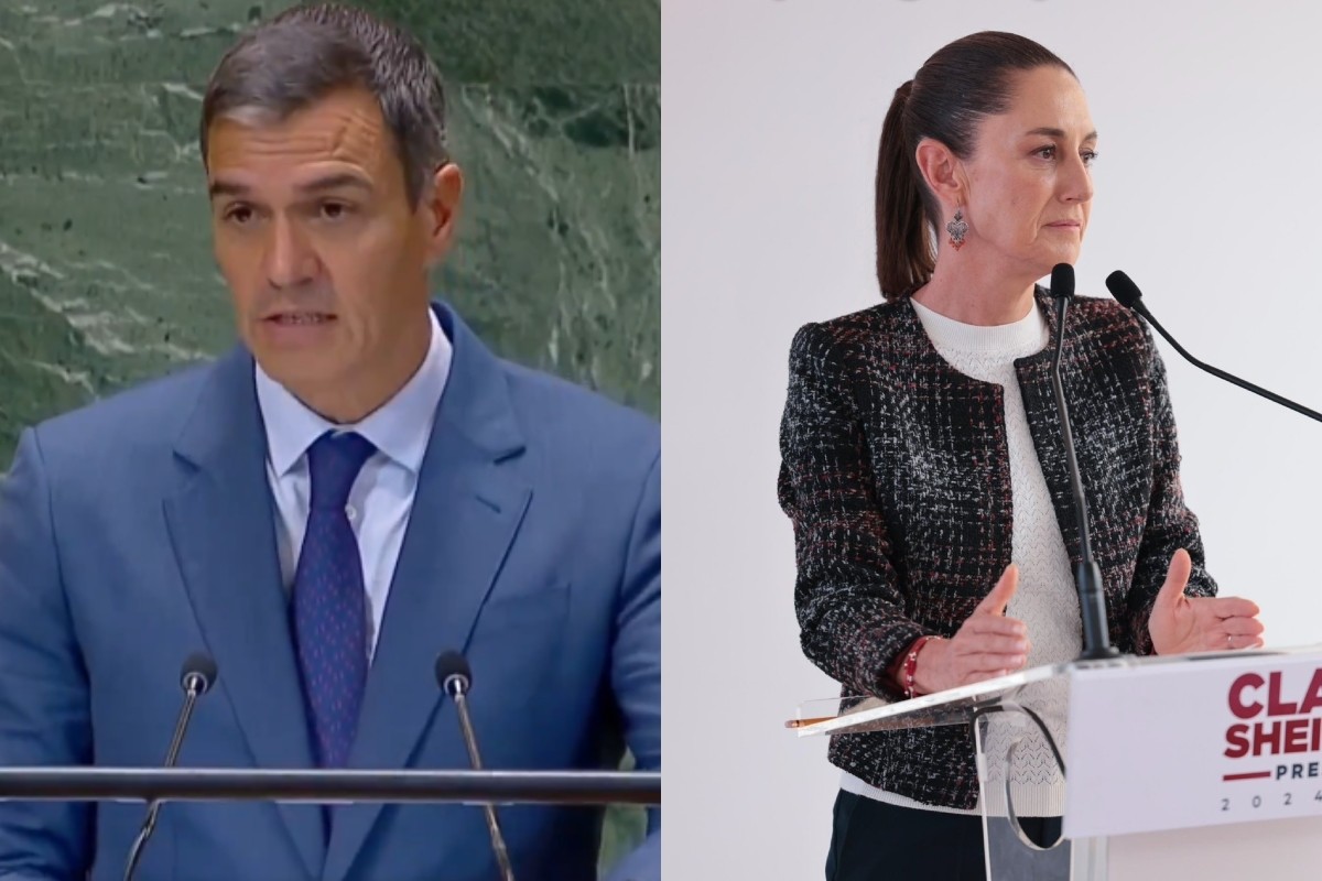 Pedro Sánchez y Claudia Sheinbaum en conferencia de prensa Foto: 'X'(Twitter) @sanchezcastejon/@Claudiashein