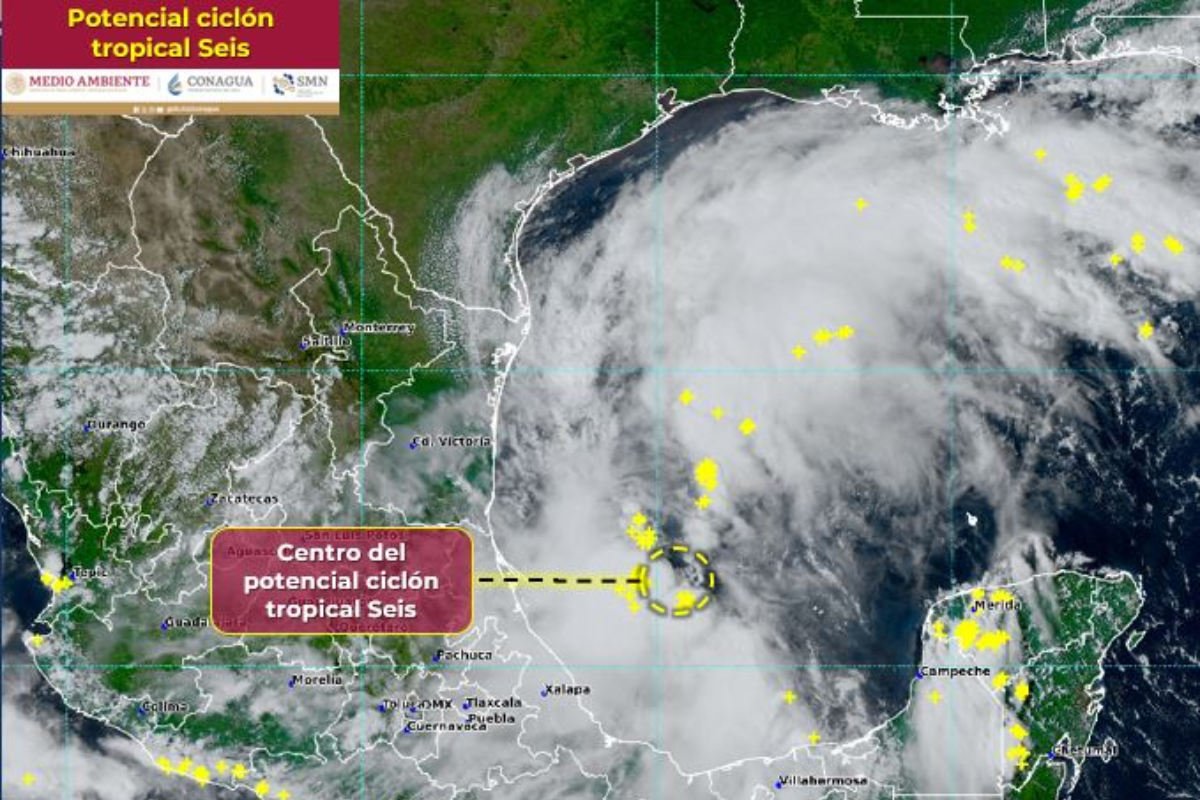 'Potencial Ciclón Tropical Seis'. Créditos: Servicio Meteorológico Nacional.