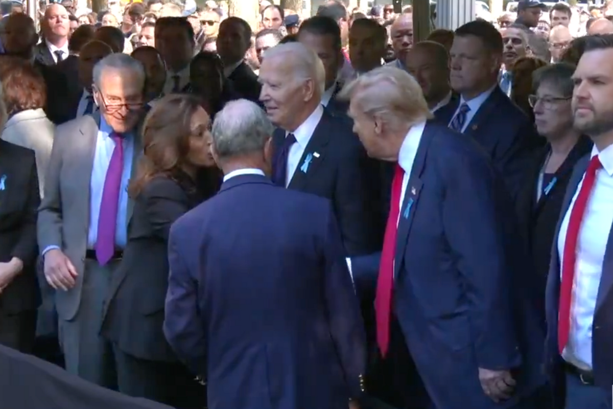 kamala Harris, Donald Trum y Joe Biden en aniversario del 11-S, Foto: Captura