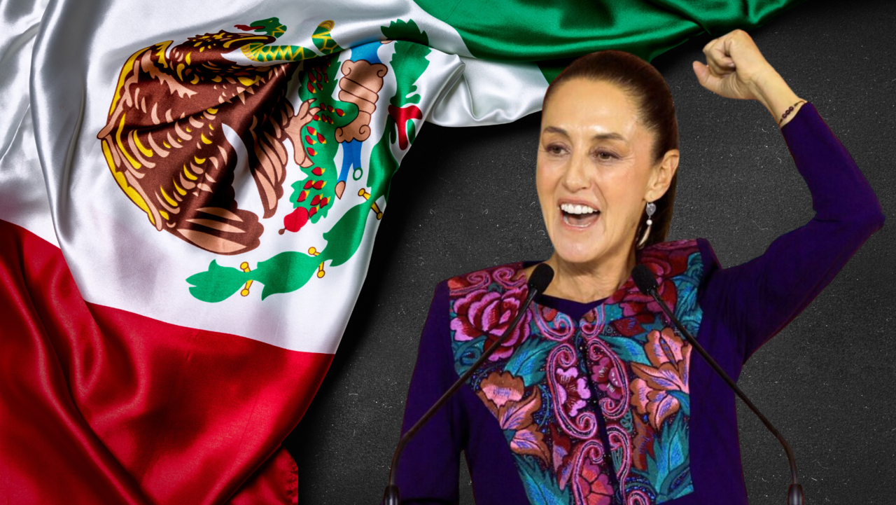 La primera presidenta de México inició su camino hacia la ceremonia. Foto: Canva | Gobierno de México.