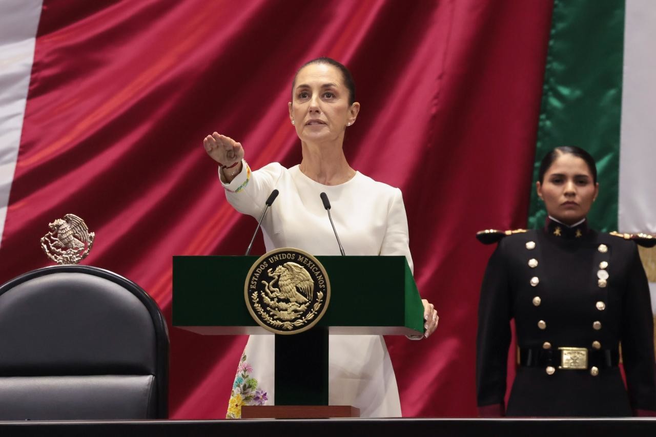 Claudia Sheinbaum en su toma de posesión en el Pleno de la Cámara de Diputados. Foto: Presidencia de México