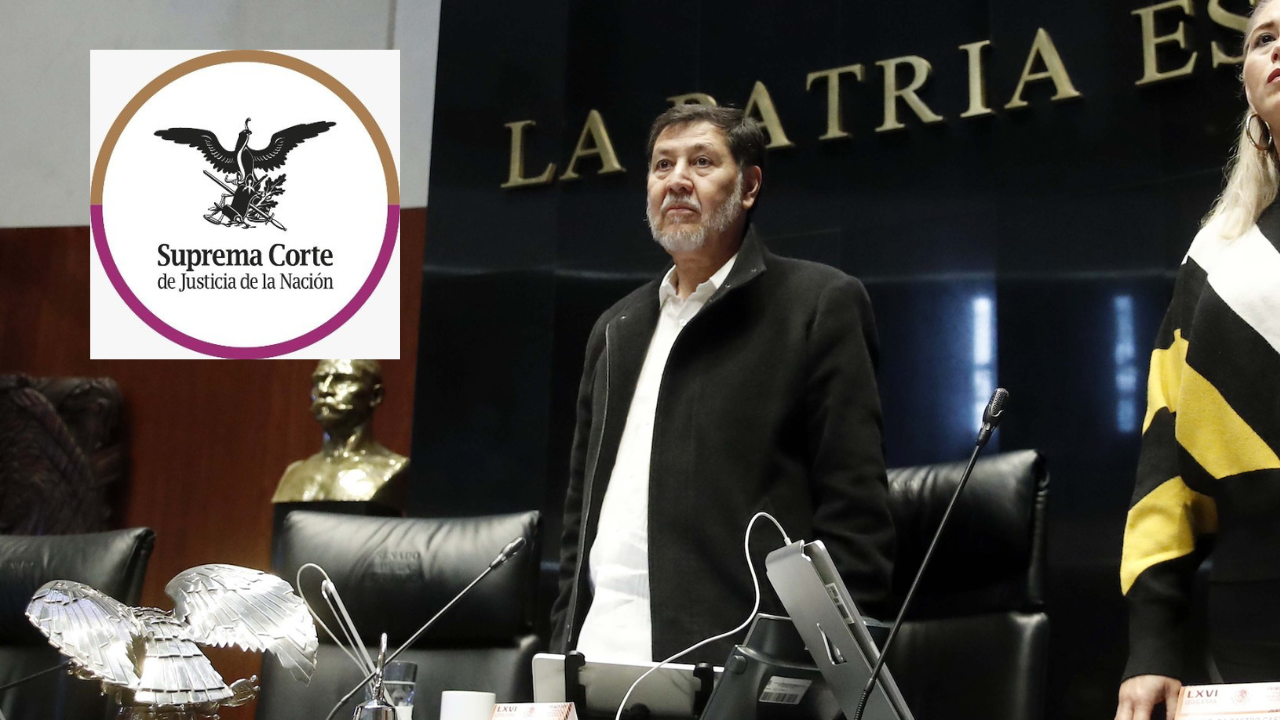 Gerardo Fernández Noroña y logo de la Suprema Corte de Justicia de la Nación. Foto: Cámara de Senadores