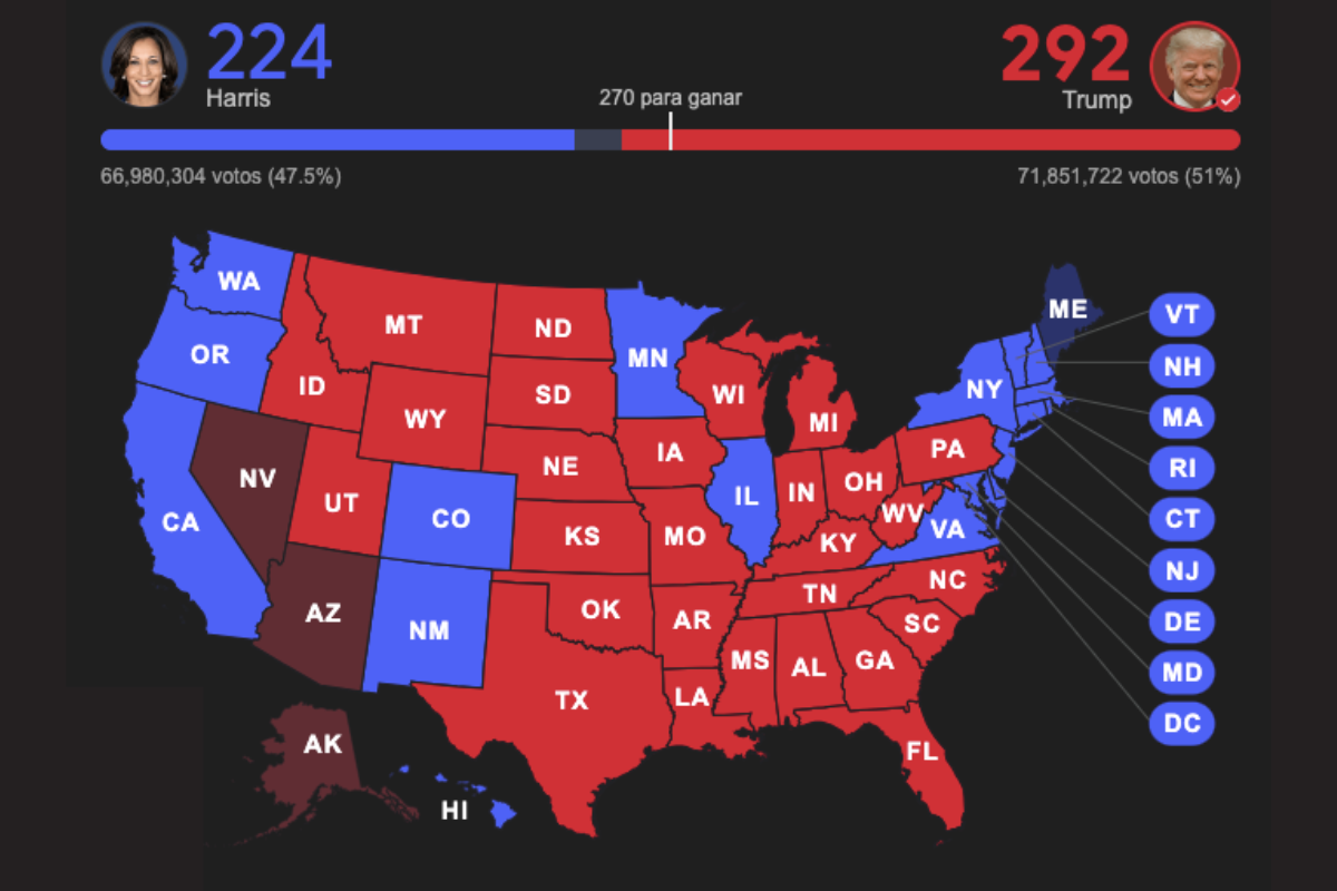 Mapa de los Estados Unidos. Captura de pantalla /Google