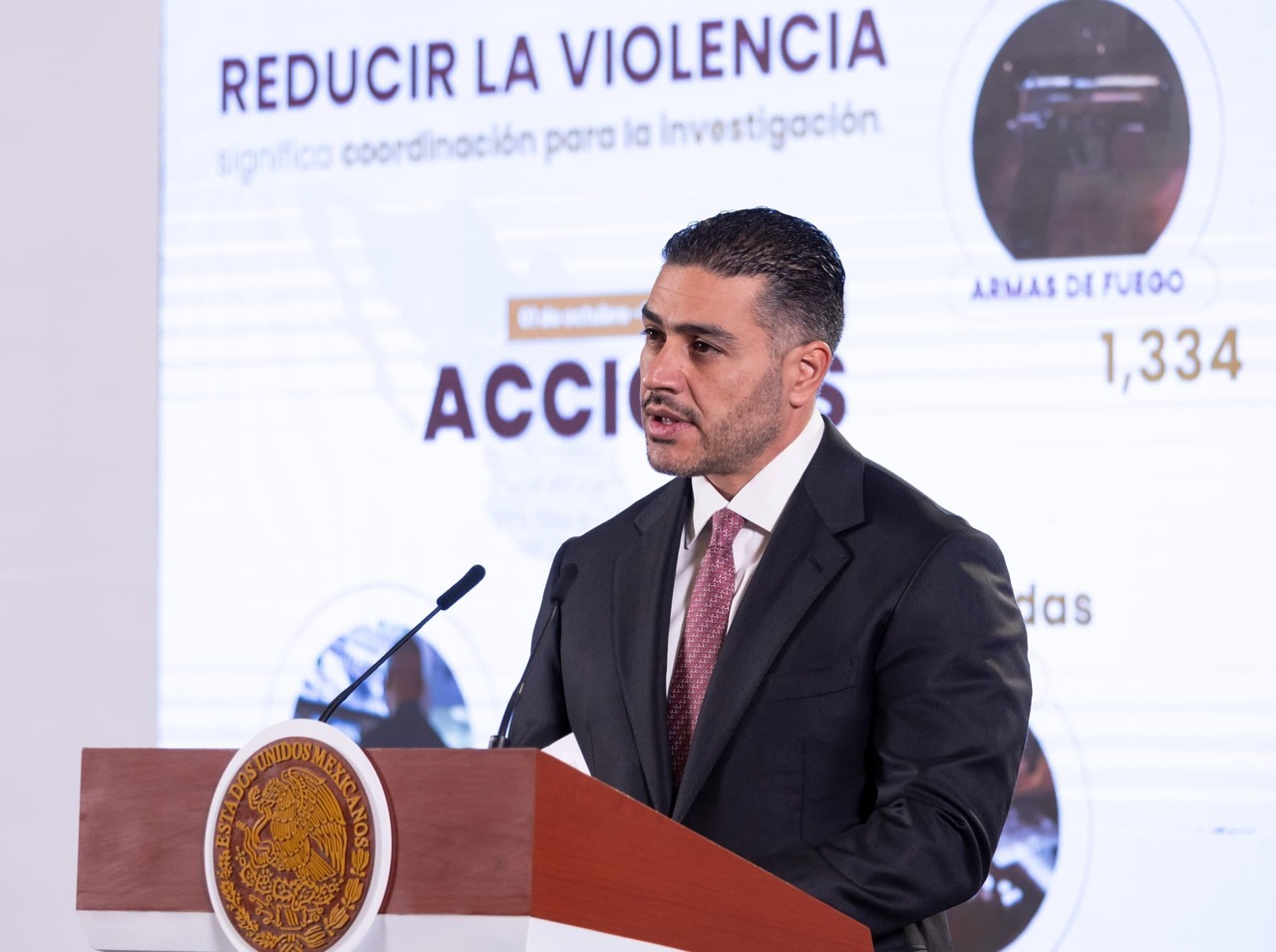 El secretario de Seguridad Pública y Ciudadana, Omar García Harfuch, presentó los avances de la Estrategia Nacional de Seguridad. Foto: Enrique Pérez.