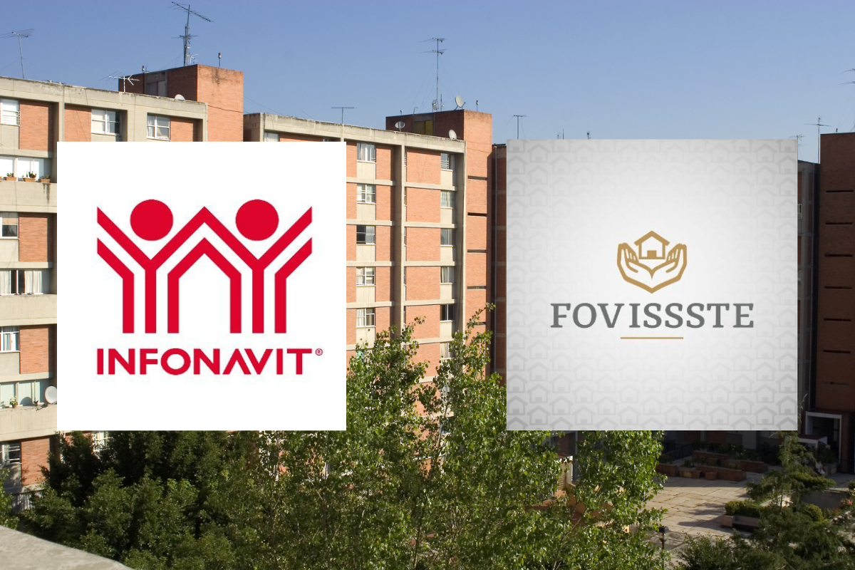 Edificios y logos del Infonavit y FOVISSSTE. Foto: Canva