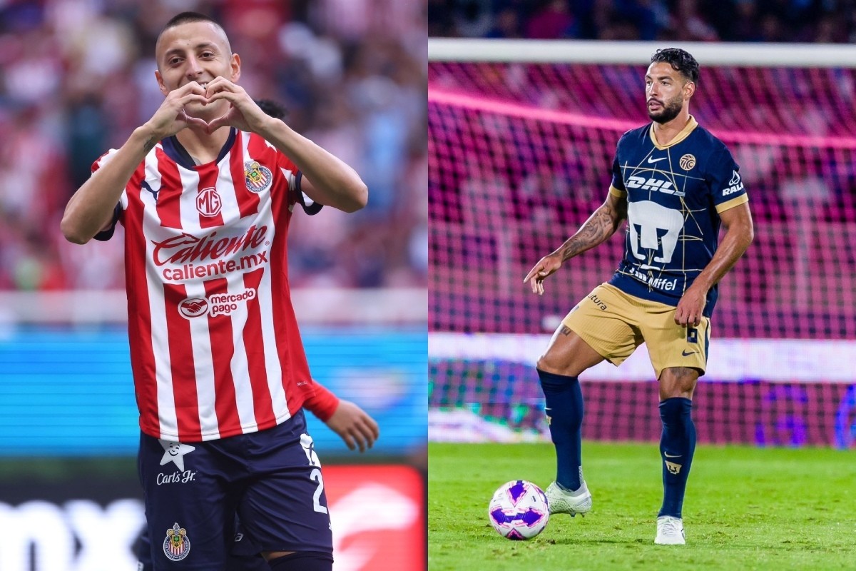 Roberto 'Piojo' Alvarado y Nathan Silva Foto: 'X'(Twitter) @Chivas/@PumasMX