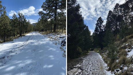 Primera nevada del invierno en el Cofre de Perote en Veracruz