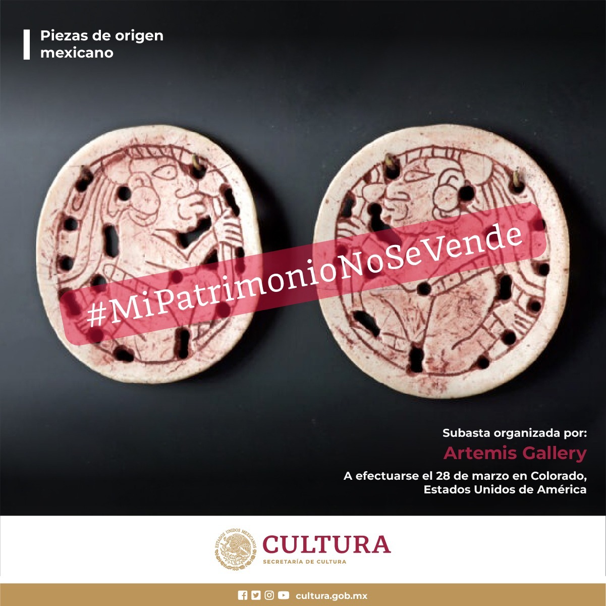 México reafirma su compromiso para la protección del patrimonio cultural y la lucha contra el tráfico ilícito de estos bienes en cumplimiento de la legislación nacional. Foto: Cortesía INAH
