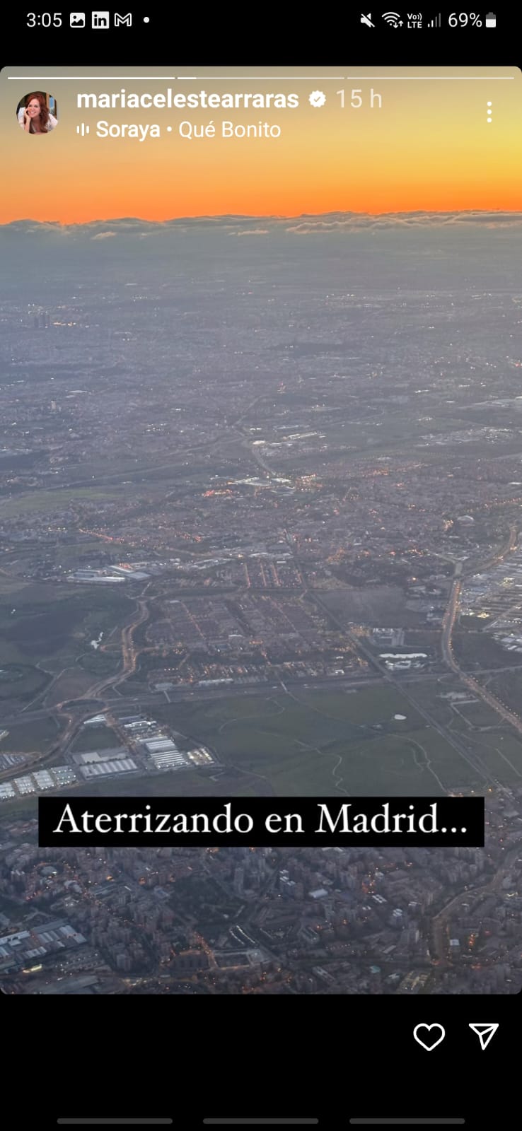 María Celeste Arrarás en Madrid. Foto tomada de: (Instagram) @mariacelestearraras 
